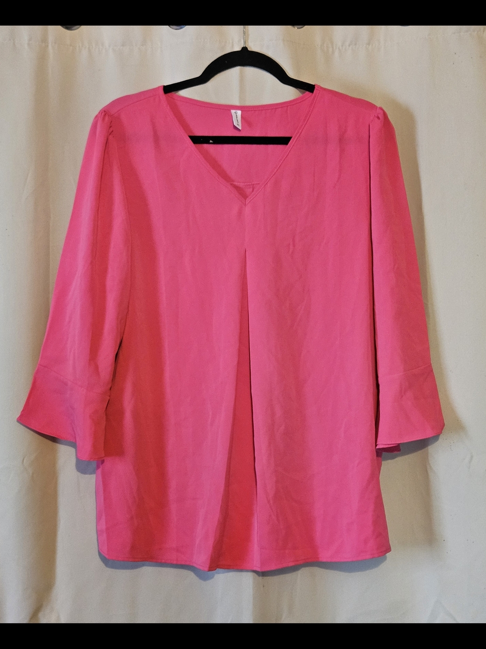 Classic V-Neck Pink Tunic with Front Pleat